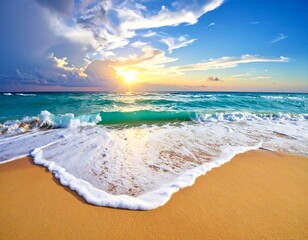 Stunning sunset over a tranquil beach