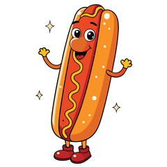 cute kawaii hot dog with happy face and sparkling  (2).eps