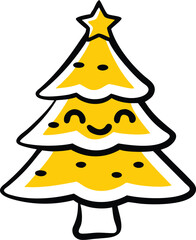 cute kawaii christmas tree with smiling face clipa.eps