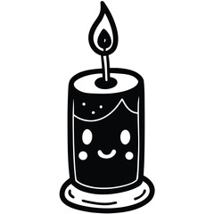 cute kawaii birthday candle with smiling face vect.eps