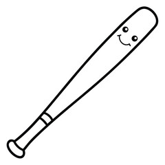 cute kawaii baseball bat with happy face clipart o.eps