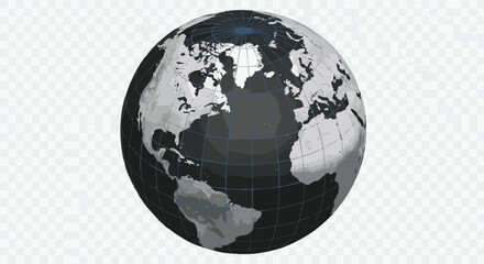 Simple Grey World Map with Pacific Ocean Center View