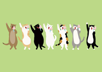 ソフトクリームを舐める7匹の猫