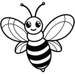 cute bee with rainbow colored wings vector clipart.eps