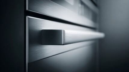Modern stainless steel oven handle detail
