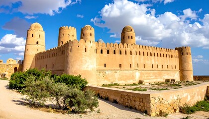 Ancient stone castle under a vibrant sky