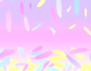 Pastel feathers falling on a gradient background