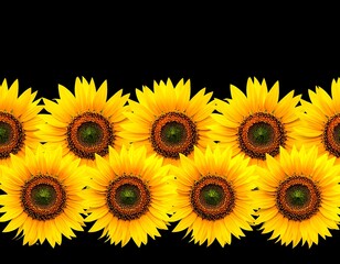 Sunflowers in a horizontal row