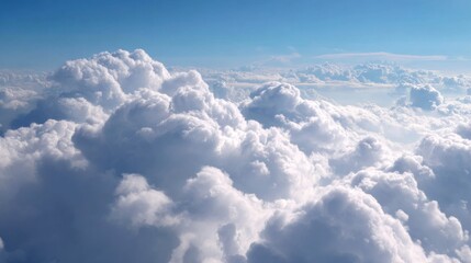 Fluffy clouds sky aerial view