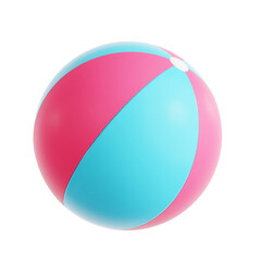 Brightly Colored Beach Ball Pink and Light Blue Strips Isolated on Transparent Background Summer Fun and Aquatic Activities Playful Spherical Shape Illustration