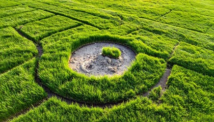 Lawn maze with sand circle