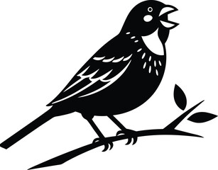 a sparrow perched on a branch  singing joyfully 