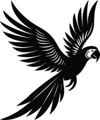 a parrot flying in mid motion with vivid tropical 