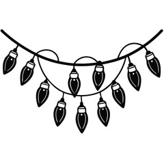 christmas lights string cartoon clipart on white b.eps