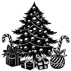 christmas tree with gifts and candy illustration o.eps