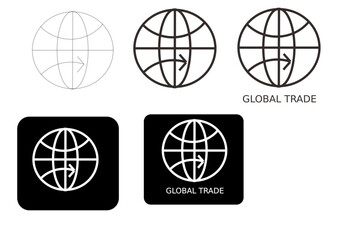 Global Trade Icon Set A Visual Representation of Worldwide Commerce