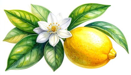 Lemon blossom and fruit illustration
