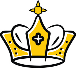 crown with gemstone cross fantasy style on white b.eps