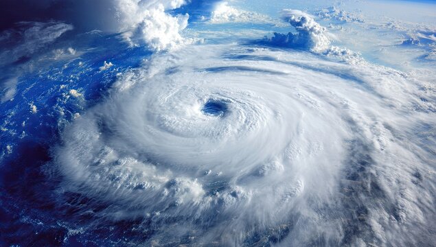 Powerful hurricane swirling over Earth - Powered by Adobe