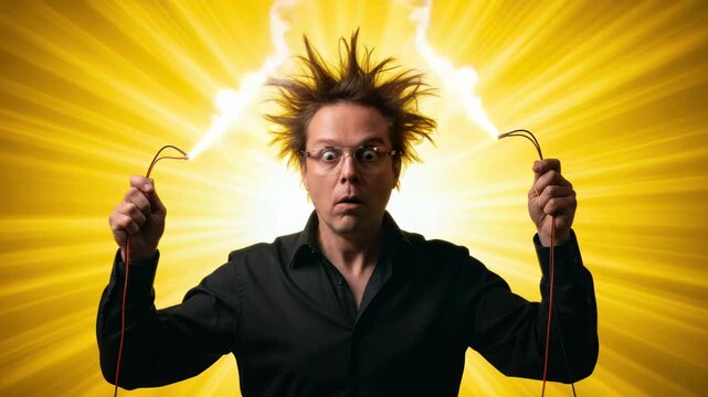 Electrified chaos: Man experiments with voltage, creating shocking visuals for energy concept
