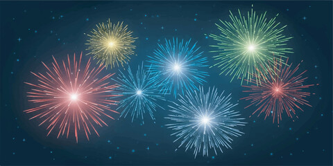 Fototapeta premium Fireworks Vector Illustration with Vibrant Colors and Smooth Gradient