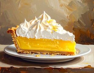 Lemon meringue pie slice on plate