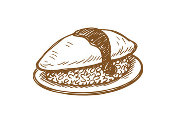 Fried Rice hand drawn sketch vector illustration