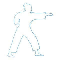 Hand Drawn Karate Woman Illustration. Vector Line Art
