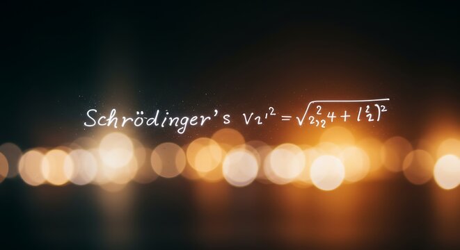 Schrodingers equation concept with bokeh background for science and education