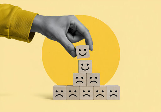 Conceptual image conveying the elevation of mood through building positive sentiment, promoting positive changes in attitudes or emotional well-being for better outcomes.