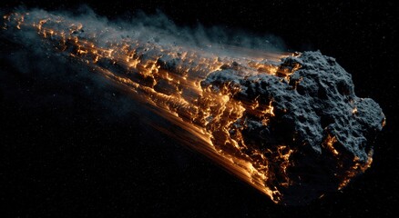 Fiery asteroid streaks across the cosmos