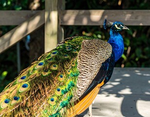 Peacock in park setting