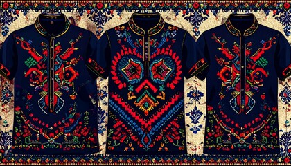 Stylish embroidered shirts with intricate patterns