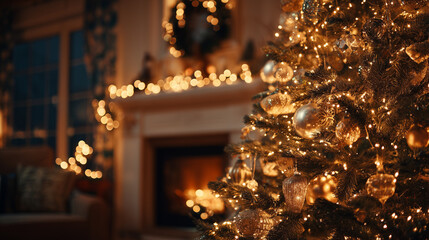 光に包まれたクリスマスツリー