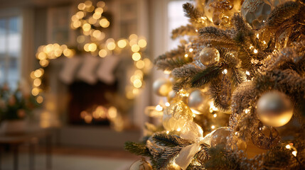 光に包まれたクリスマスツリー