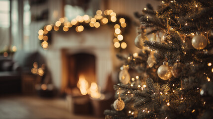 光に包まれたクリスマスツリー