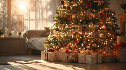 光に包まれたクリスマスツリー