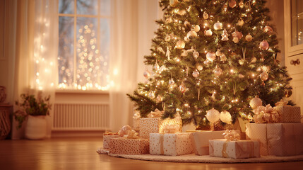 光に包まれたクリスマスツリー