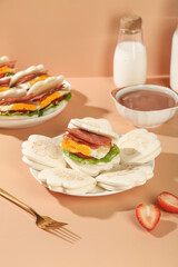 Bear Paw Shaped Bun Sandwiches with Bacon and Cheese Creative Food Presentation