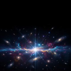 Epic Cosmic Nebula with Stars and Swirling Galaxies