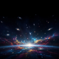 Epic Cosmic Nebula with Stars and Swirling Galaxies