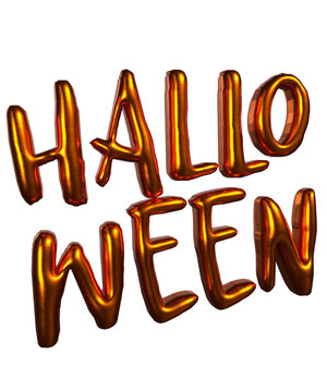 Shiny Inflatable "Halloween" Letters on a Neutral Background