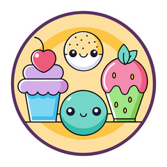 Kawaii Cute Food Character Badges"