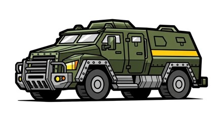 Obraz premium Armored vehicle illustration military transport on white background