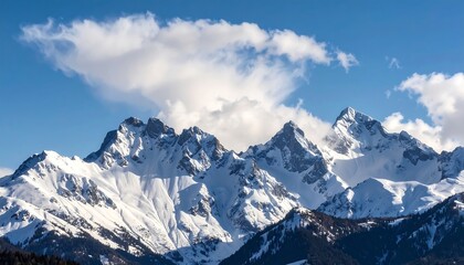 Snowy mountain range under a vibrant blue sky (2)