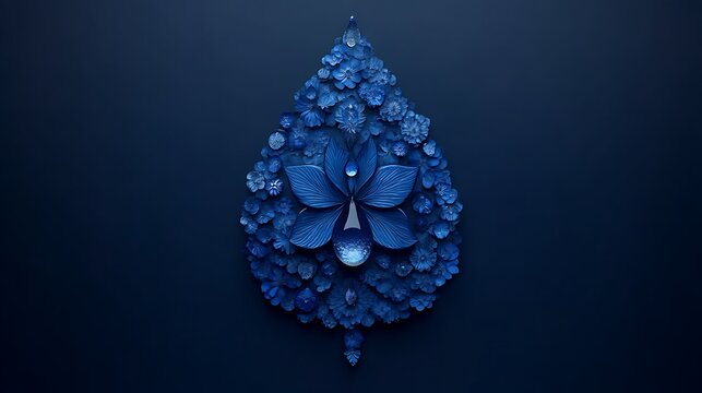 Intricate Blue Floral Drop Design.