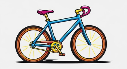Fototapeta premium Blue bicycle illustration on white background transportation concept art