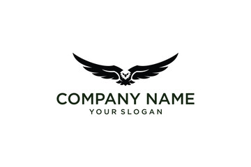 Eagle head with wings logo design