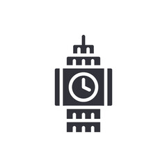 Minimalist Clock Tower Emblem Representing Architectural Landmark Icon