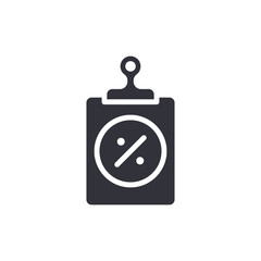 Clipboard With Percentage Symbol For Discount And Financial Rate
